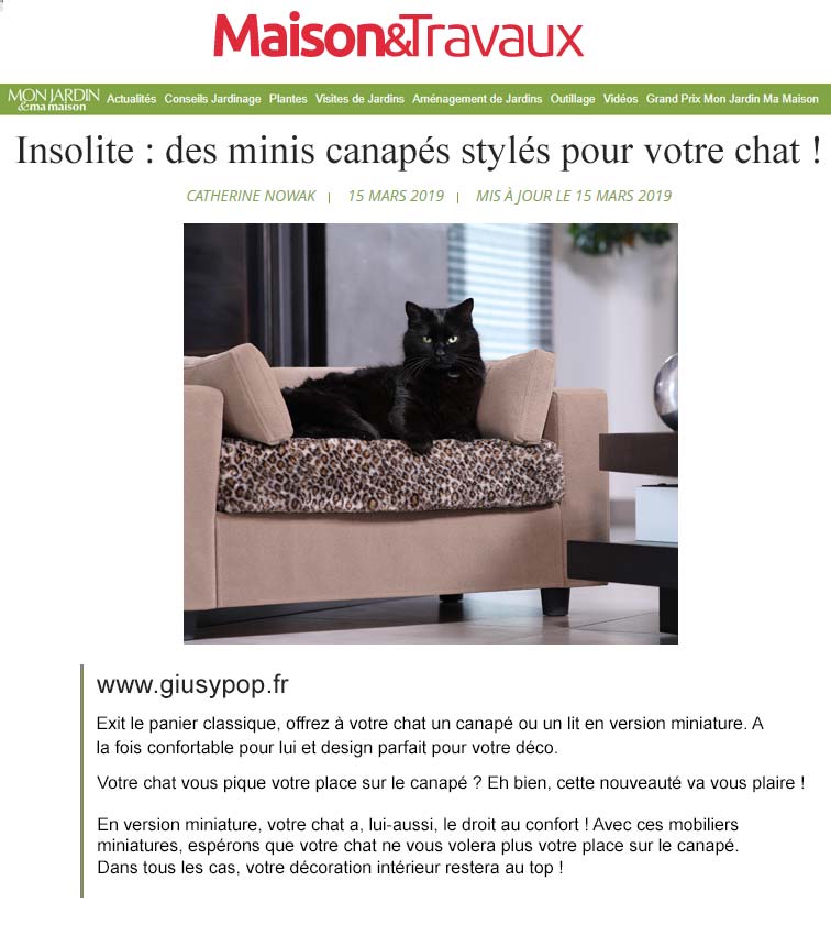 Mini canapés stylés pour votre chat sur monjardinmamaison.maison-travaux.fr