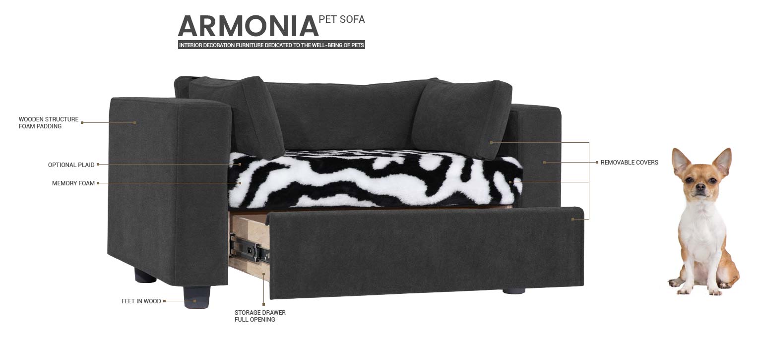 description of the couch bed pets armonia
